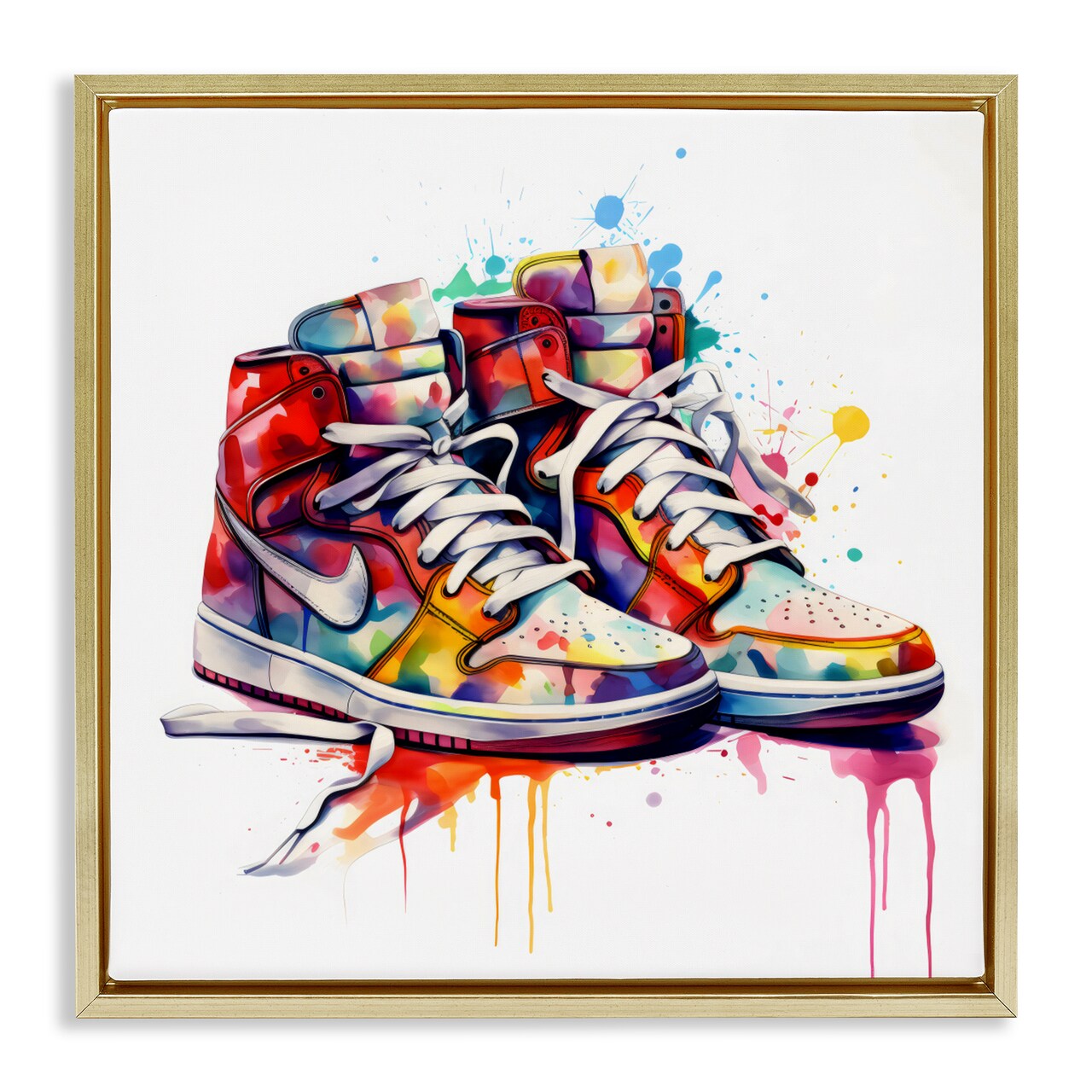 Stupell Industries Sneakers with Watercolor Drip Floating Frame, design by Creative Studio
